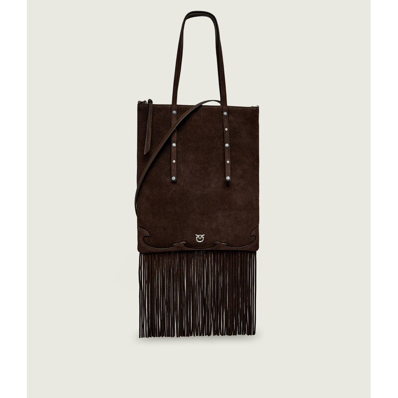 Pinko Kabelka na rameno MINI SHOPPER FRINGES | semiš