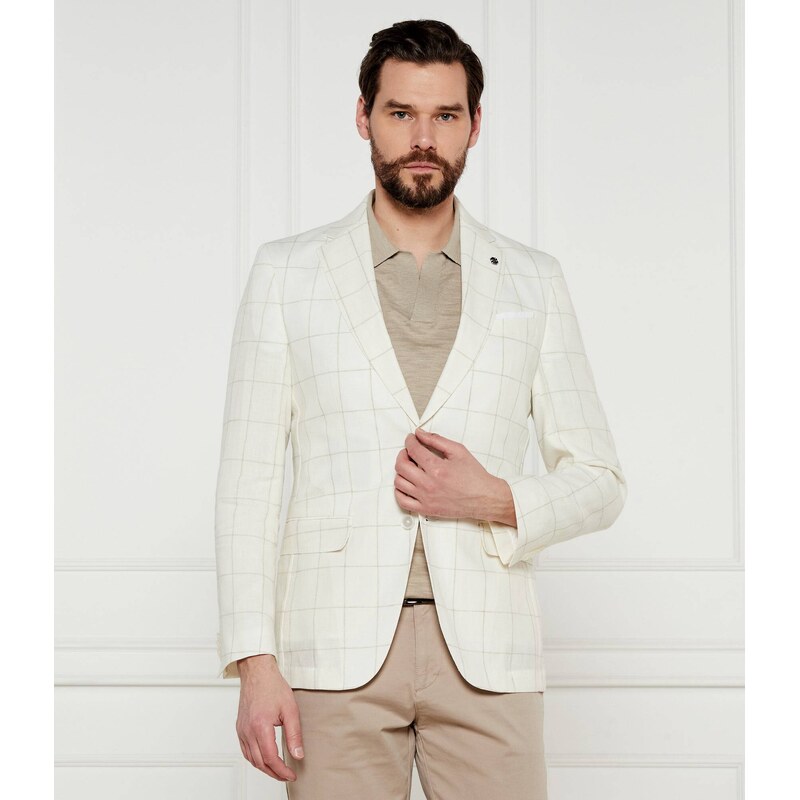 BOSS BLACK Lněná sako H-Hutson-233 | Slim Fit | s příměsí vlny