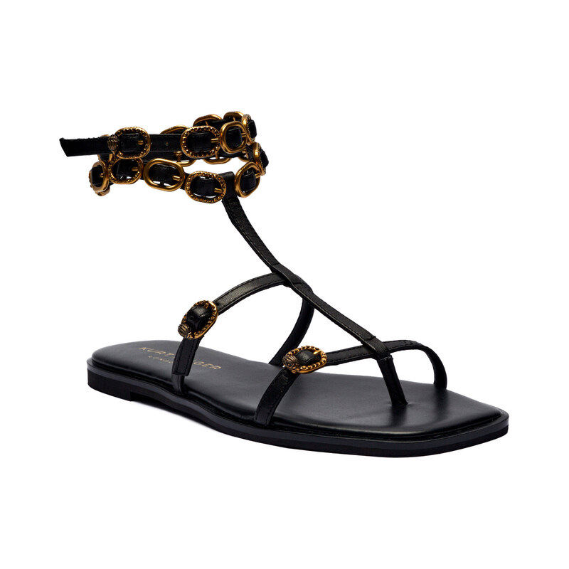 Kurt Geiger Kožené sandály REGENT FLAT GLADIATOR