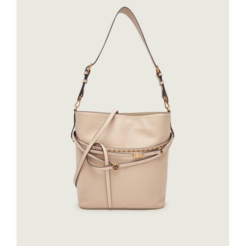 Pinko Kožená kabelka na rameno BUCKET BELT CLASSIC