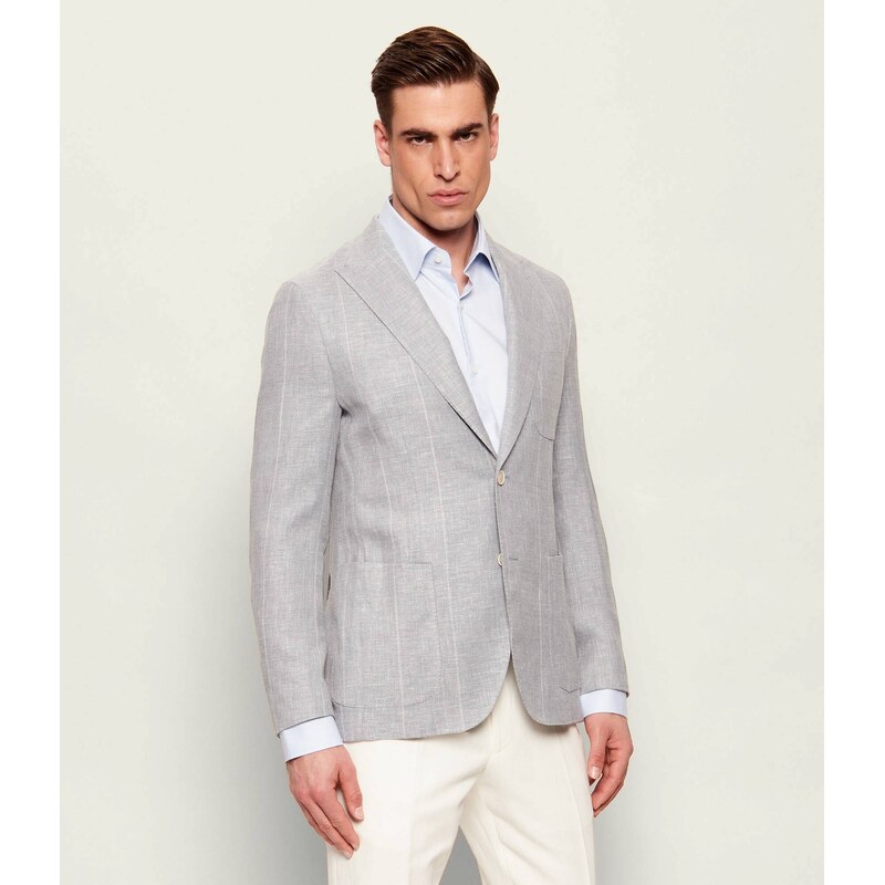 Eleventy Lněná sako | Slim Fit | s přídavkem hedvábí a vlny