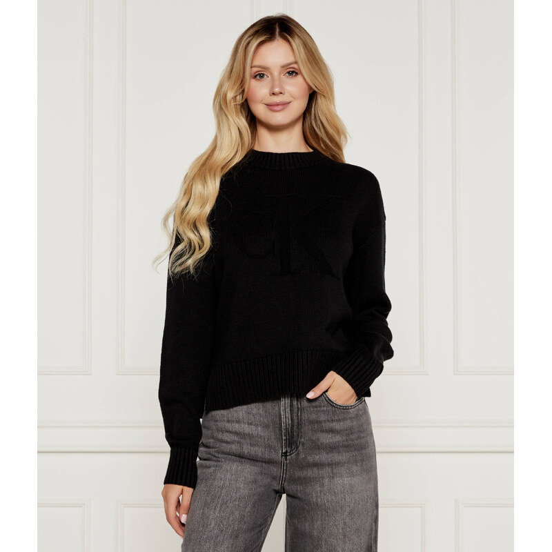Calvin Klein Jeans Svetr INTARSIA | Regular Fit | s příměsí vlny
