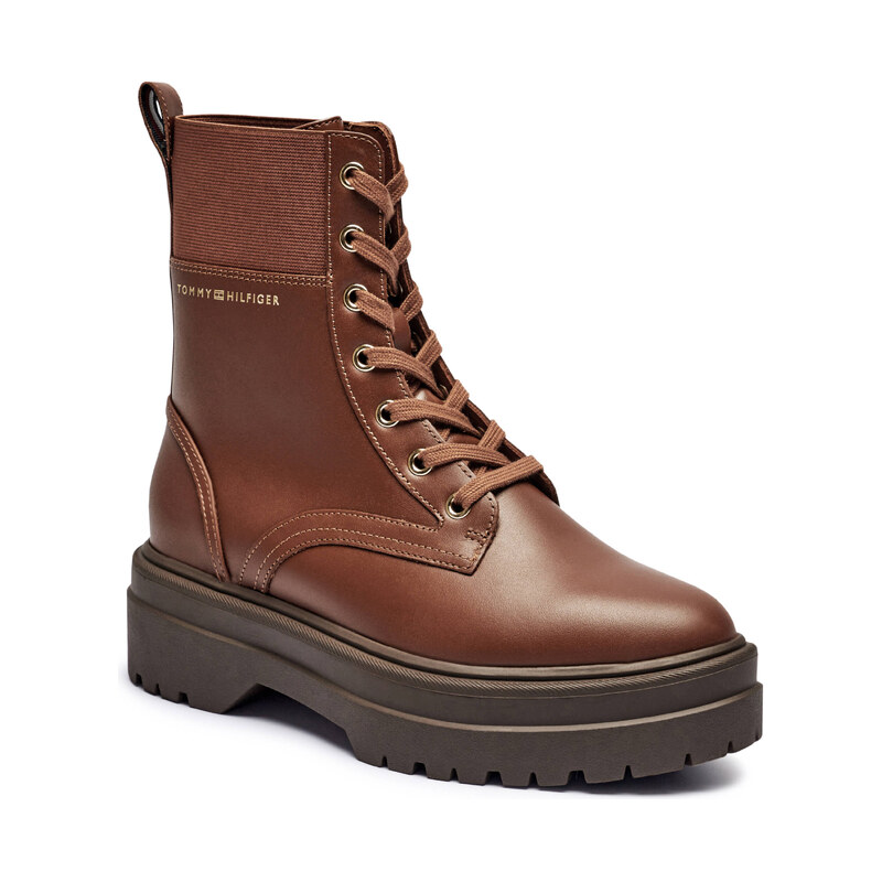 Tommy Hilfiger Kožené pohorky Leather Elastic Rib Laceup