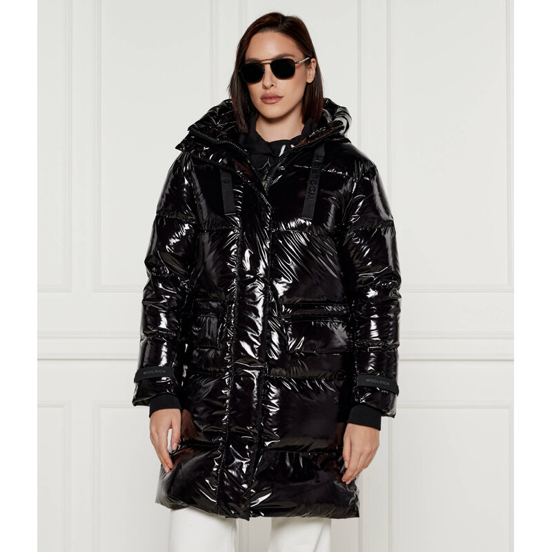 Dámský černý péřový kabát Woolrich GLOSSY
