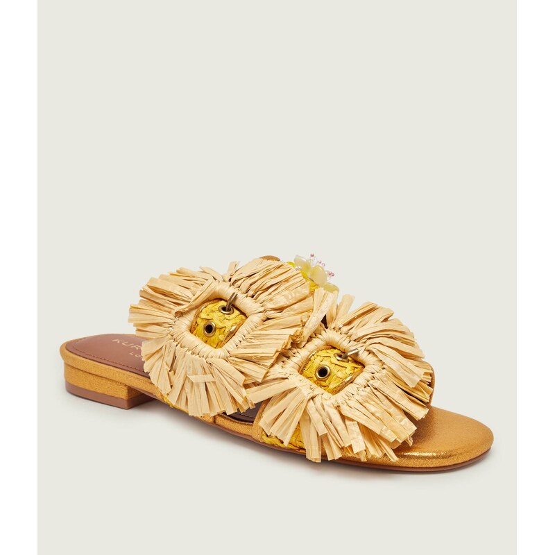 Kurt Geiger Pantofle RAFFIA BUCKLE FLAT 114374292