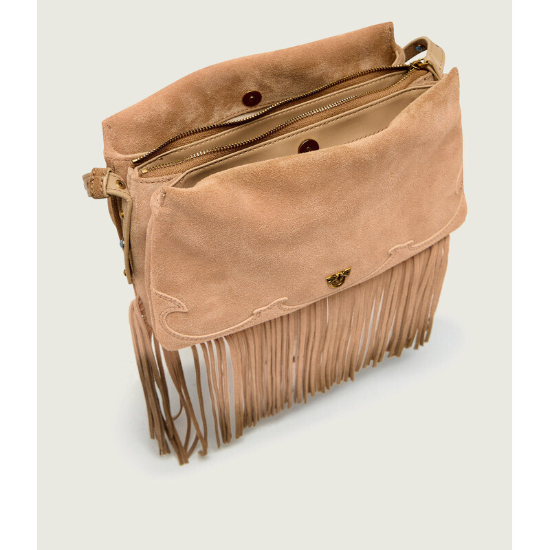 Pinko Kabelka na rameno TRIPLET MINI FRINGES | semiš