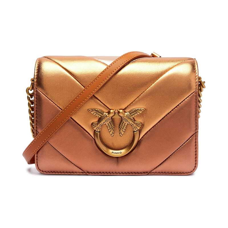Pinko Kožená kabelka na rameno Love Click Mini Big Chevron