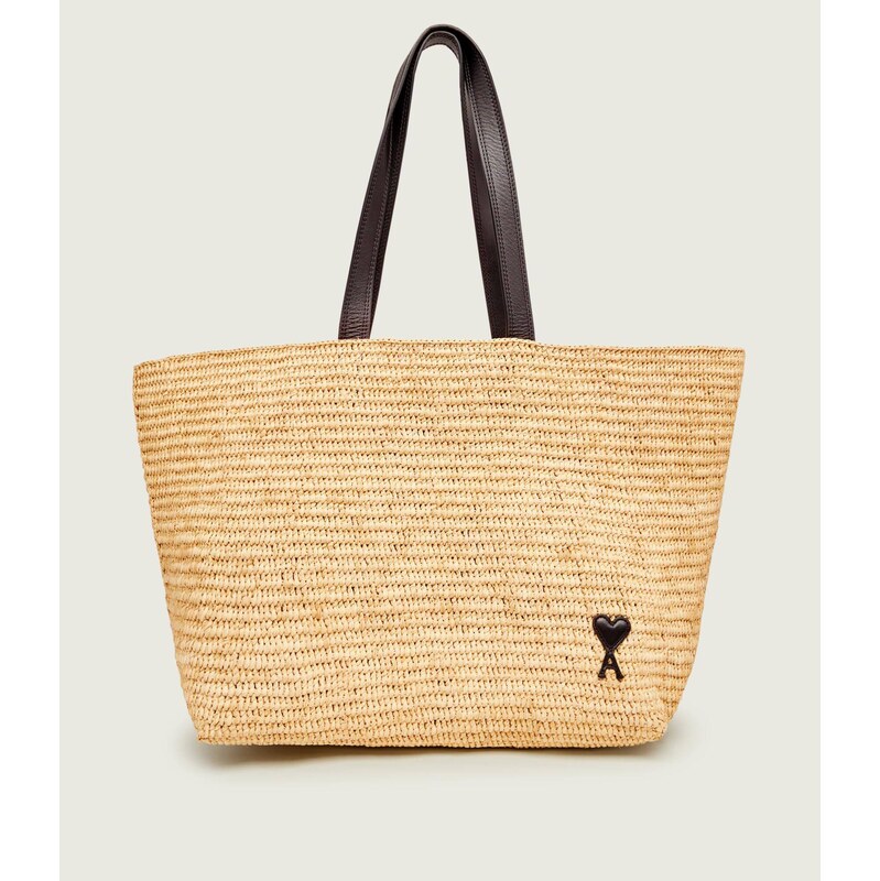 AMI Paris Kabelka shopper AMI DE COEUR s přídavkem kůže 114338553