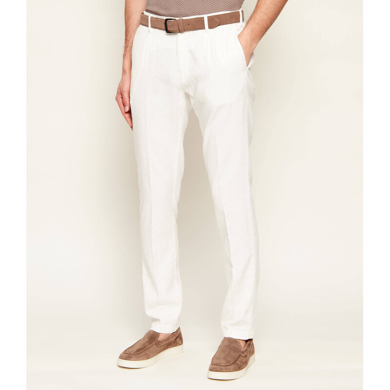 Eleventy Kalhoty MILANO | Slim Fit přidáním lnu