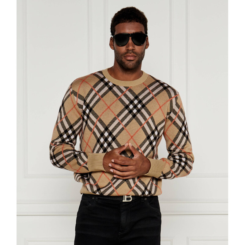 Burberry vlněný svetr v béžové barvě, Regular Fit
