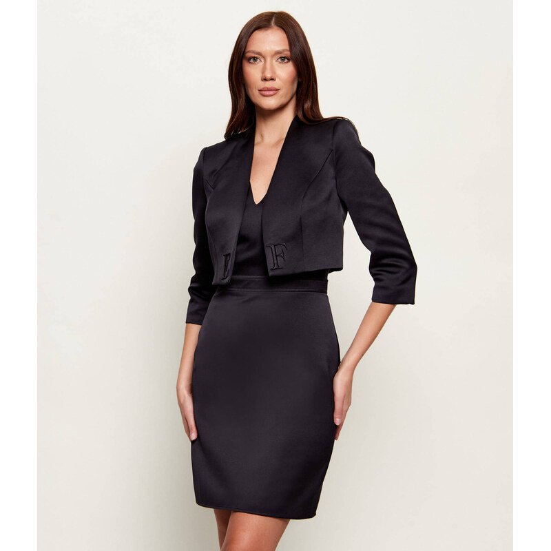 Elisabetta Franchi Saténová šaty + blejzr | regular fit