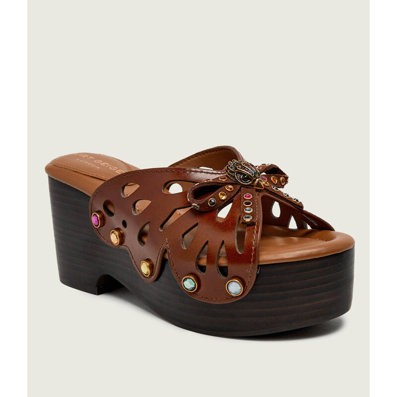 Kurt Geiger Kožené pantofle BUTTERFLY WEDGE