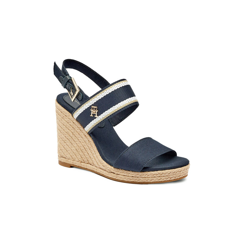 Tommy Hilfiger Sandály WEBBING HIGH WEDGE s přídavkem kůže