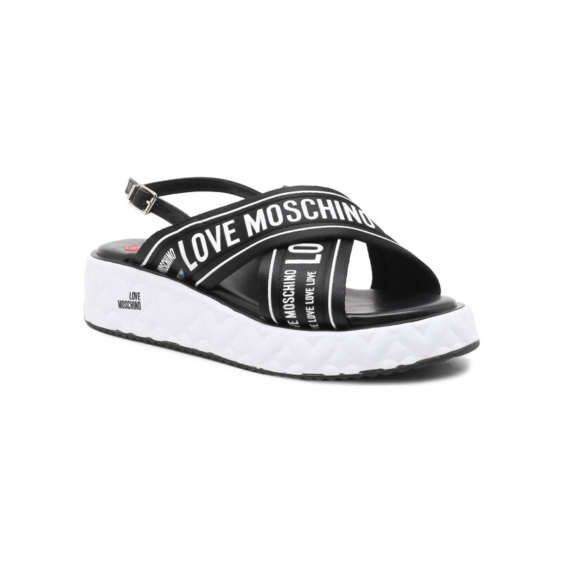 Love Moschino Kožené sandály NASTROLOGO