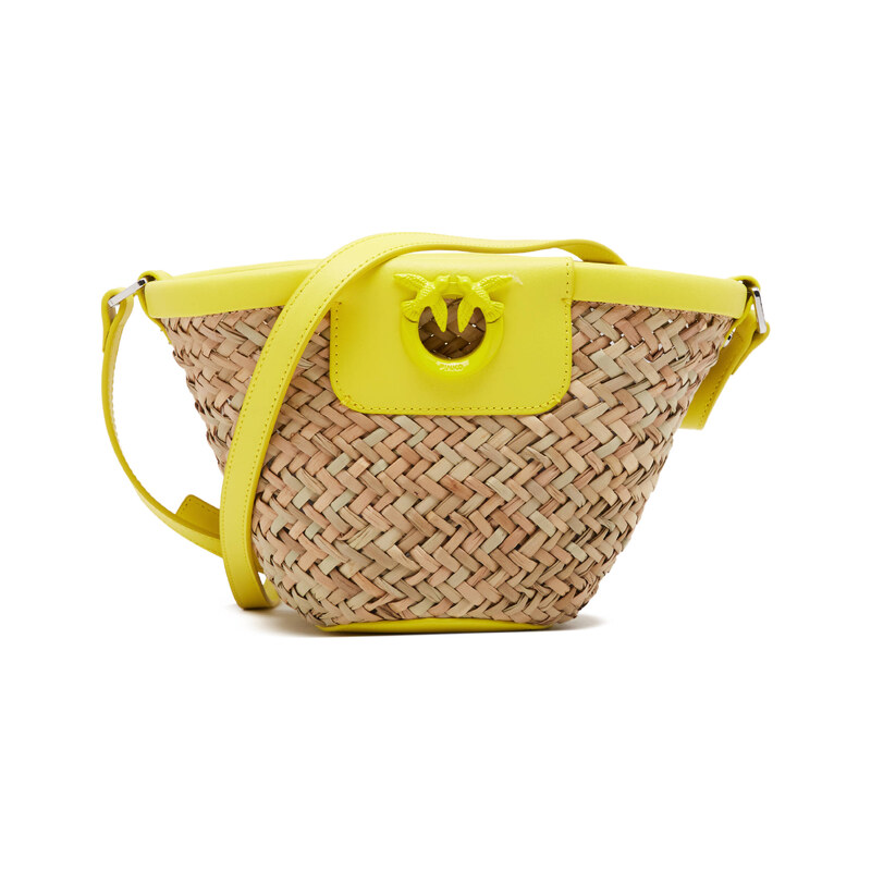 Pinko Plážová taška .LOVE SUMMER BUCKET RAFIA s přídavkem kůže