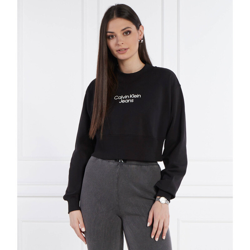 Calvin Klein Jeans Mikina STACKED INSTITUTIONAL | Cropped Fit