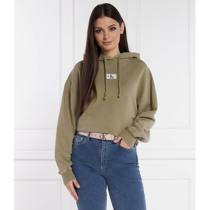 Calvin Klein Jeans Mikina WOVEN LABEL | Cropped Fit
