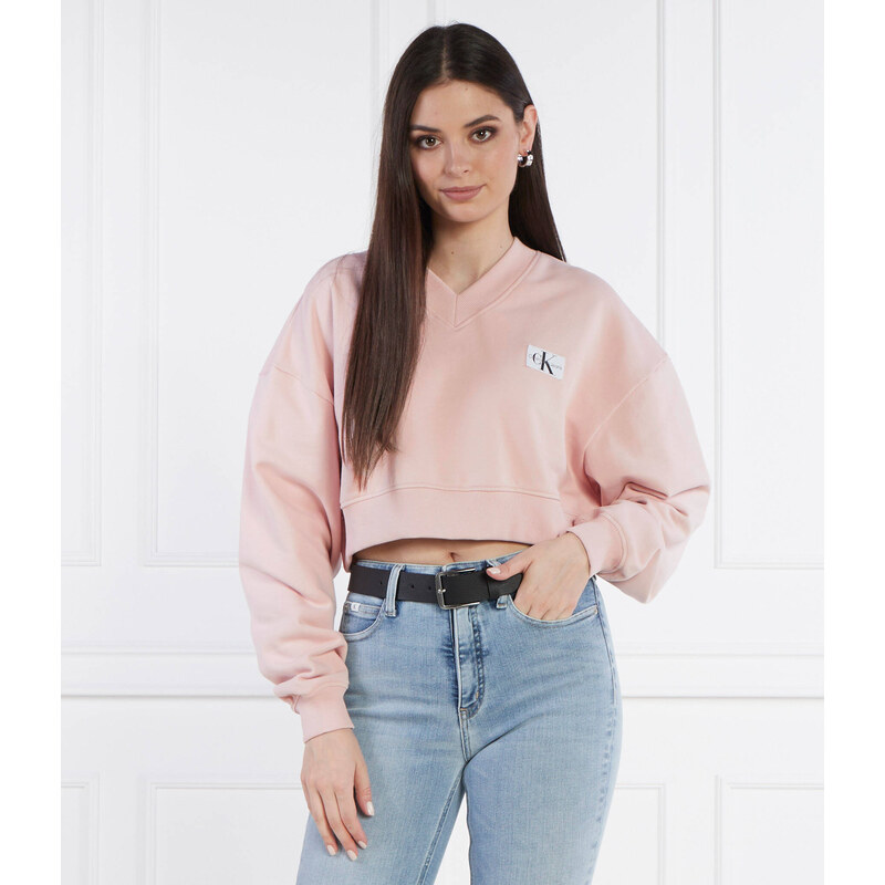 Calvin Klein Jeans Mikina WOVEN LABEL | Cropped Fit