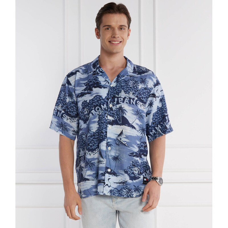 Tommy Jeans Košile HAWAIIAN CAMP | Relaxed fit přidáním lnu