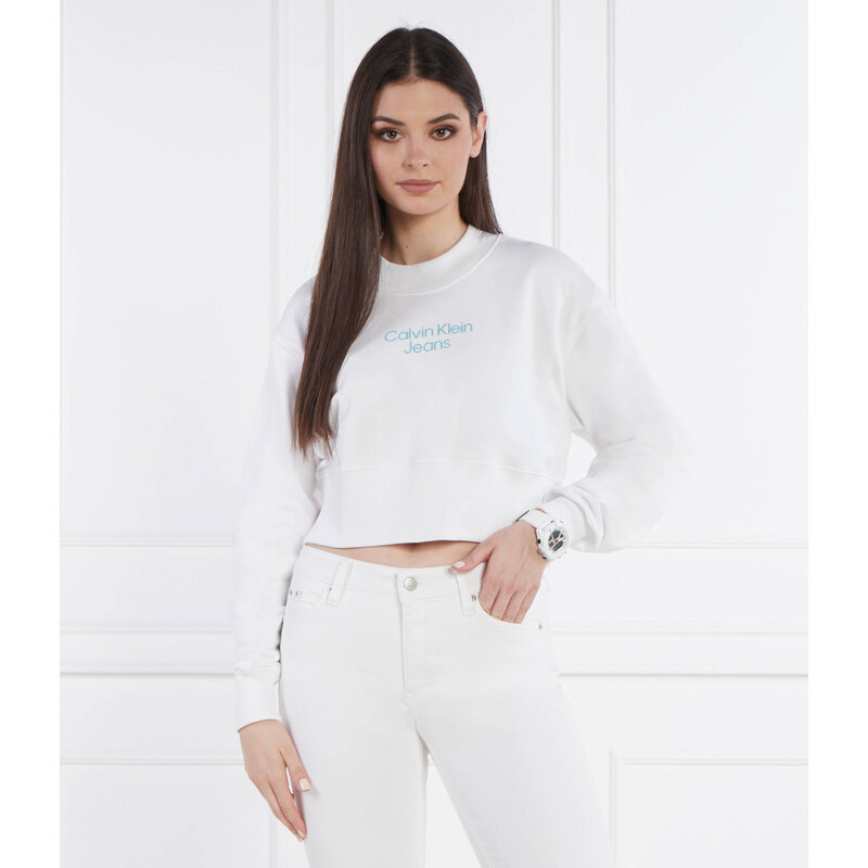 Calvin Klein Jeans Mikina STACKED INSTITUTIONAL | Cropped Fit