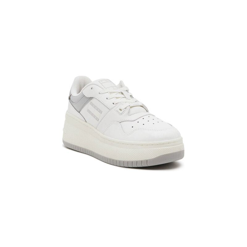 Tommy Jeans Kožené tenisky TJW RETRO BASKET FLATFORM PATENT