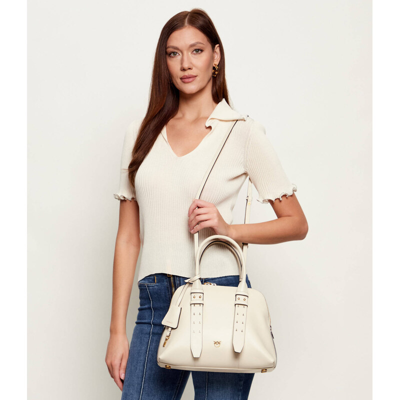 Pinko Kožený kufřík BOWLING BAG MEDIUM