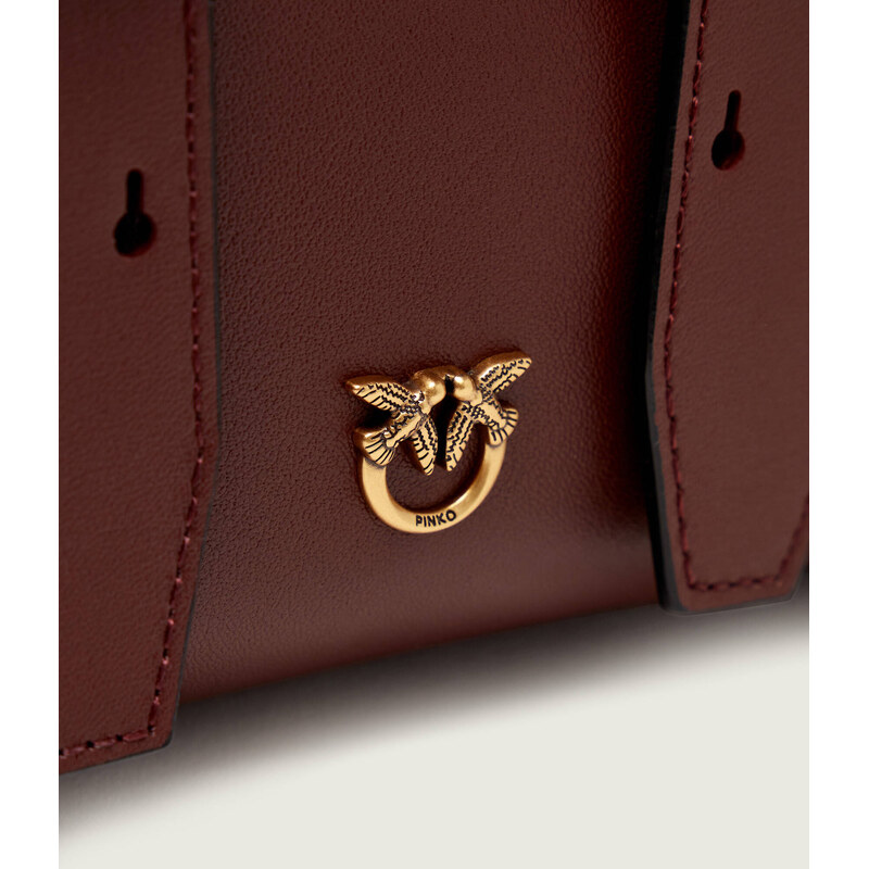 Pinko Kožený kufřík BOWLING BAG ZIP MINI