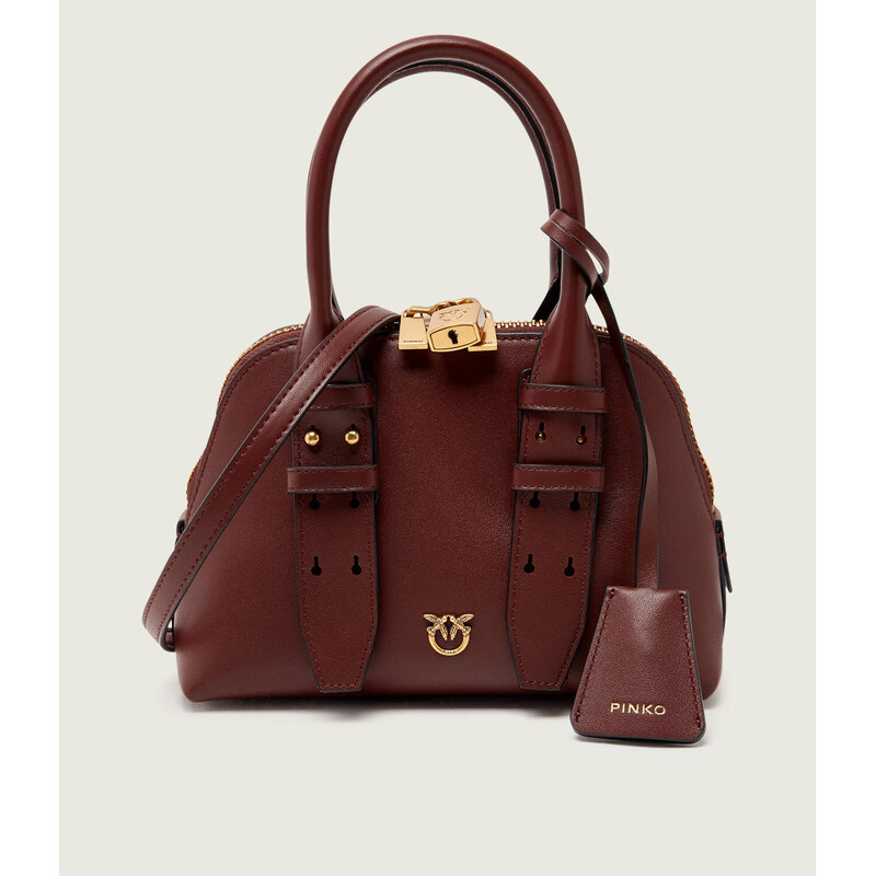 Pinko Kožený kufřík BOWLING BAG ZIP MINI