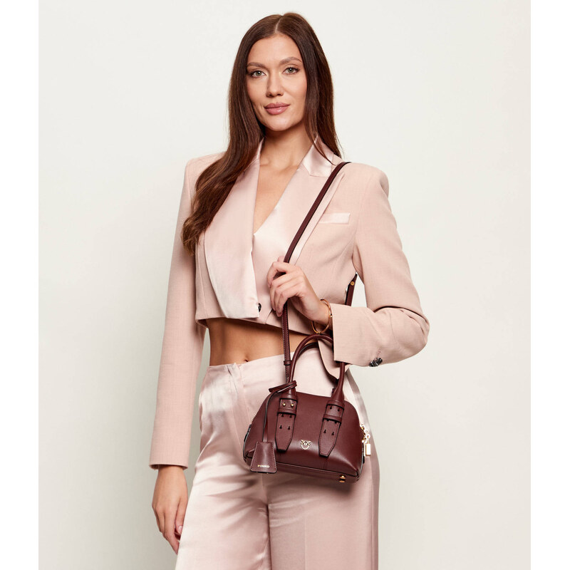 Pinko Kožený kufřík BOWLING BAG ZIP MINI