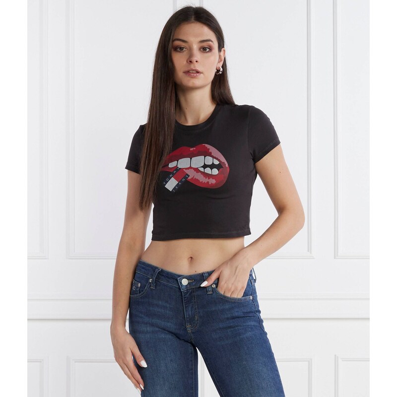 Tommy Jeans Tričko WASHED TJ LIPS | Cropped Fit