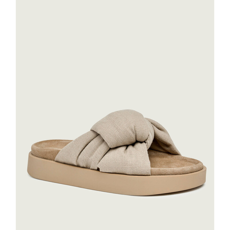 INUIKII Lněné pantofle Oversized Linen Knot | semiš 113619405