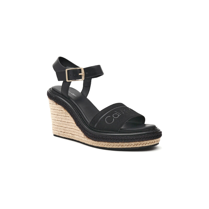 Calvin Klein Kožené boty na klínku WEDGE 70HH - HE