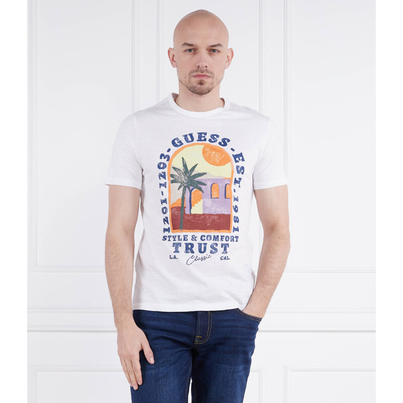 GUESS Tričko PALM WINDOW | Slim Fit