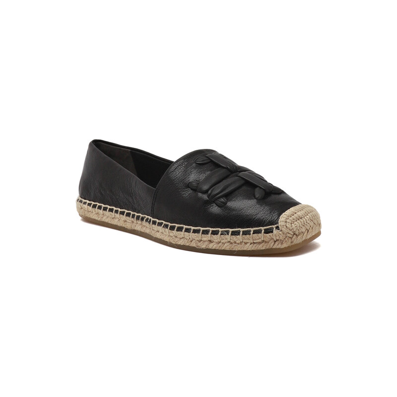 TORY BURCH Kožené espadrilky WOVEN DOUBLE T ALINE