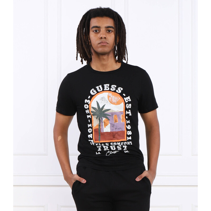 GUESS Tričko PALM WINDOW | Slim Fit