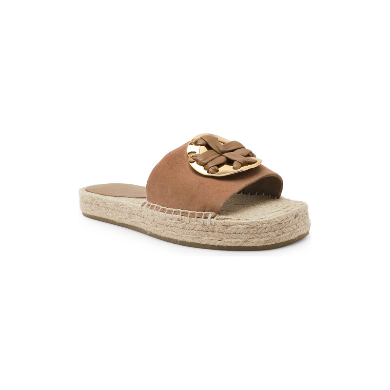 TORY BURCH Pantofle WOVEN DOUBLE | semiš