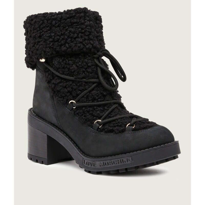 Love Moschino Kotníkové boty na vysokém podpatku shearling s přídavkem 76038218