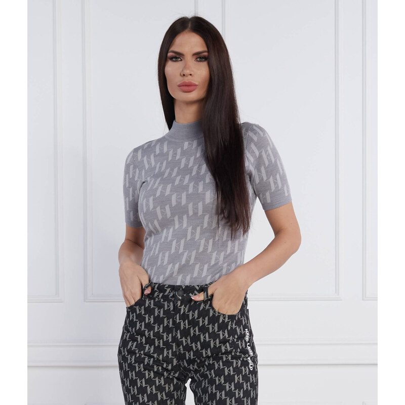 Karl Lagerfeld Halenka Monogram | Slim Fit | s příměsí vlny