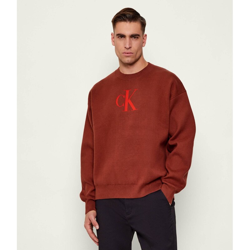 Calvin Klein Jeans Svetr | Relaxed fit | s příměsí kašmíru