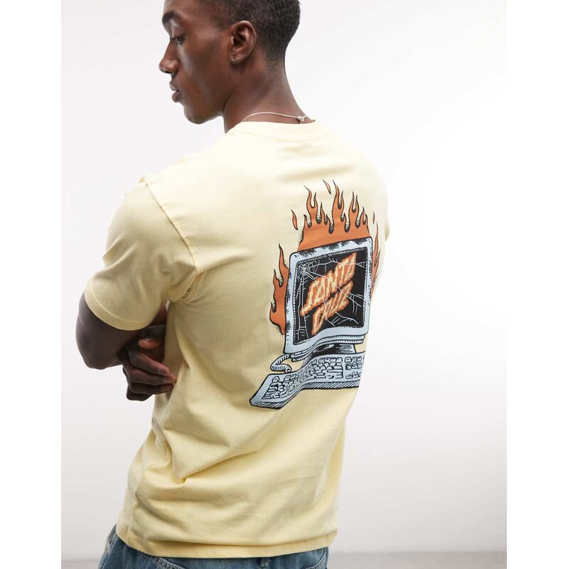 Santa Cruz self disruct back graphic t-shirt in yellow