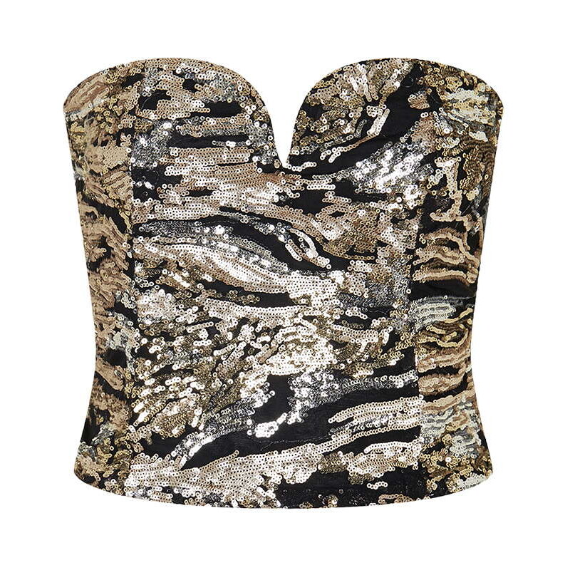 Topshop **Fly By - Rose Gold Mix Sequin Bustier Top by WYLDR