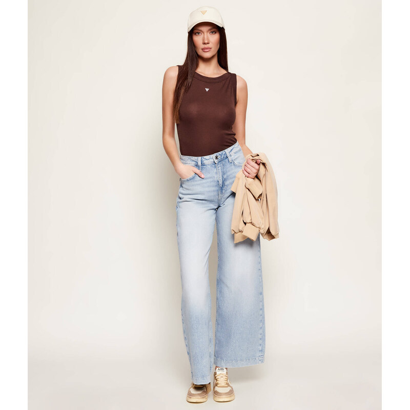 GUESS Top TINA | Slim Fit | s přídavkem hedvábí a vlny