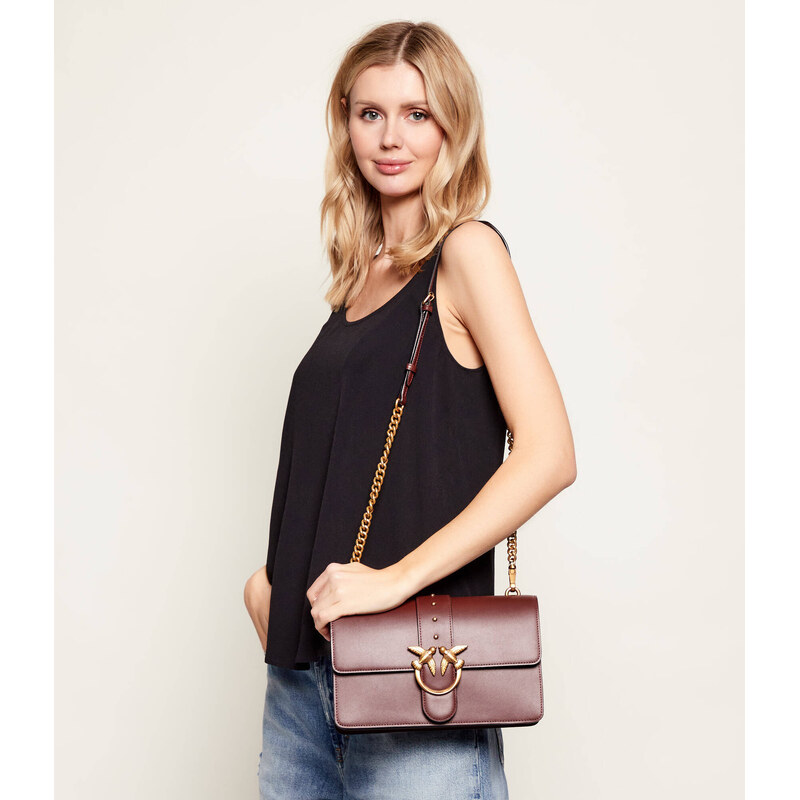 Pinko Kožená crossbody kabelka LOVE ONE CLASSIC