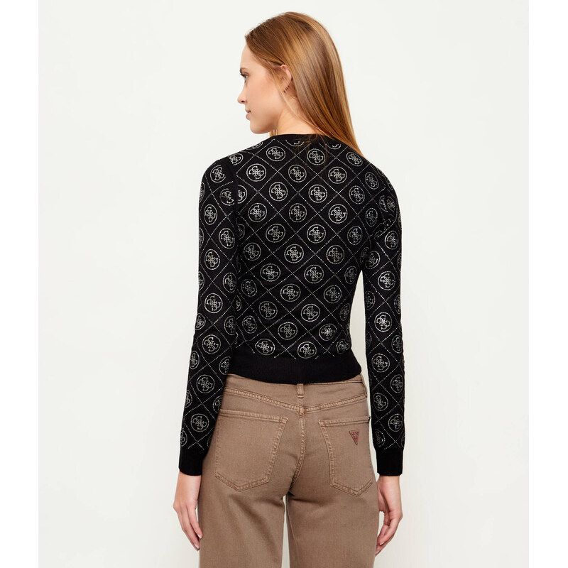 GUESS Svetr RHINESTONES | Slim Fit | s příměsí vlny