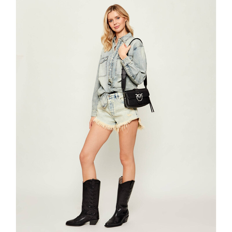 Pinko Kožená kabelka na rameno LOVE ONE SLOUCHY