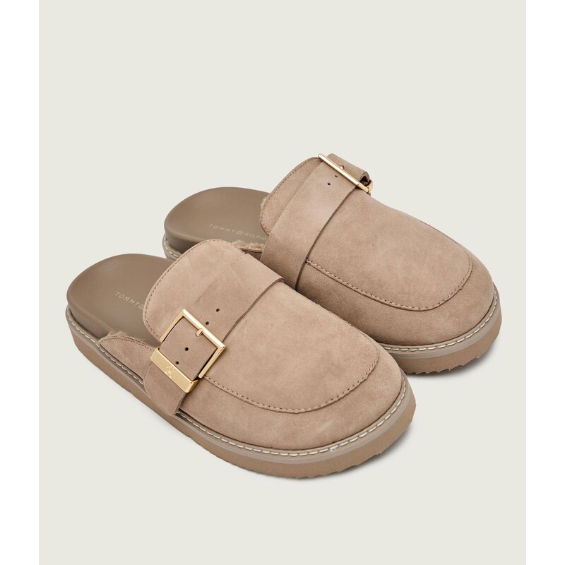 Tommy Hilfiger Ohřívá pantofle typu mules | semiš