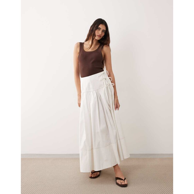 ARRANGE tie front wrap maxi skirt in white 115648491