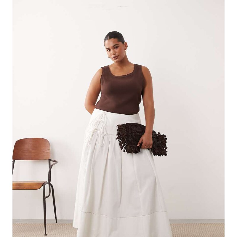 ARRANGE Curve tie front wrap maxi skirt in white