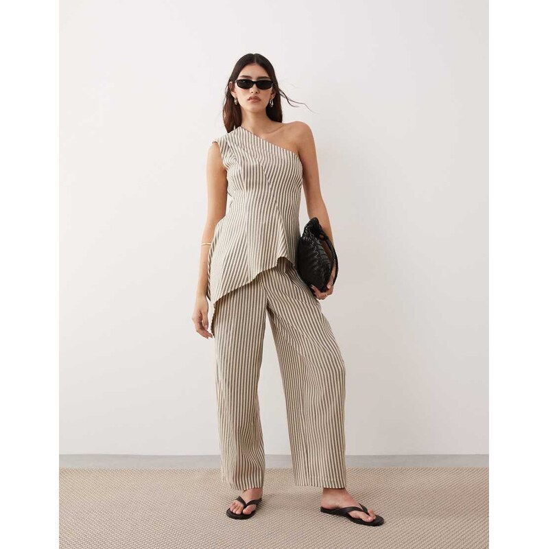 ARRANGE tailored barrel trousers co-ord in buttermilk stripe