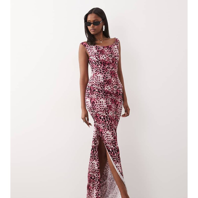 Juicy Couture exclusive diamante logo side split maxi dress in pink 115648487